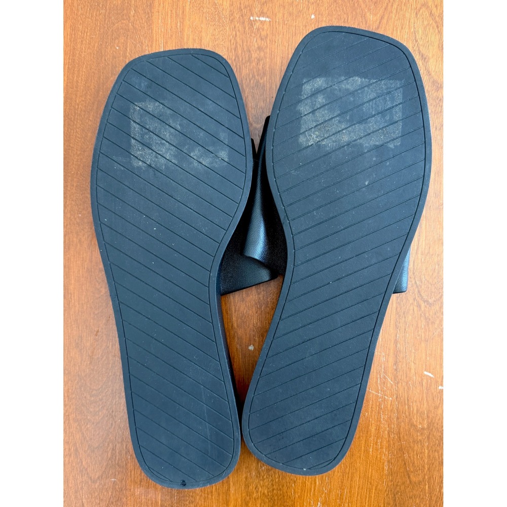Steve Madden 90s Y2K Style Holmes Leather Slide Flat Sandals Minimalist Black 8 - Picture 5 of 6